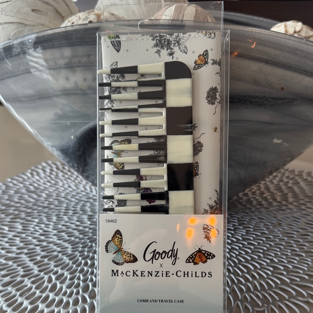 MacKenzie-Childs White Floral & Butterfly Travel‎ Comb Set by Goody
